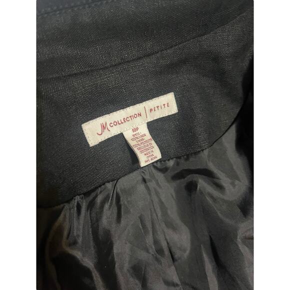 JM Collection Petite 3/4 Sleeve 100% Linen Black Beaded Blazer Jacket Size 10 P - Picture 2 of 13